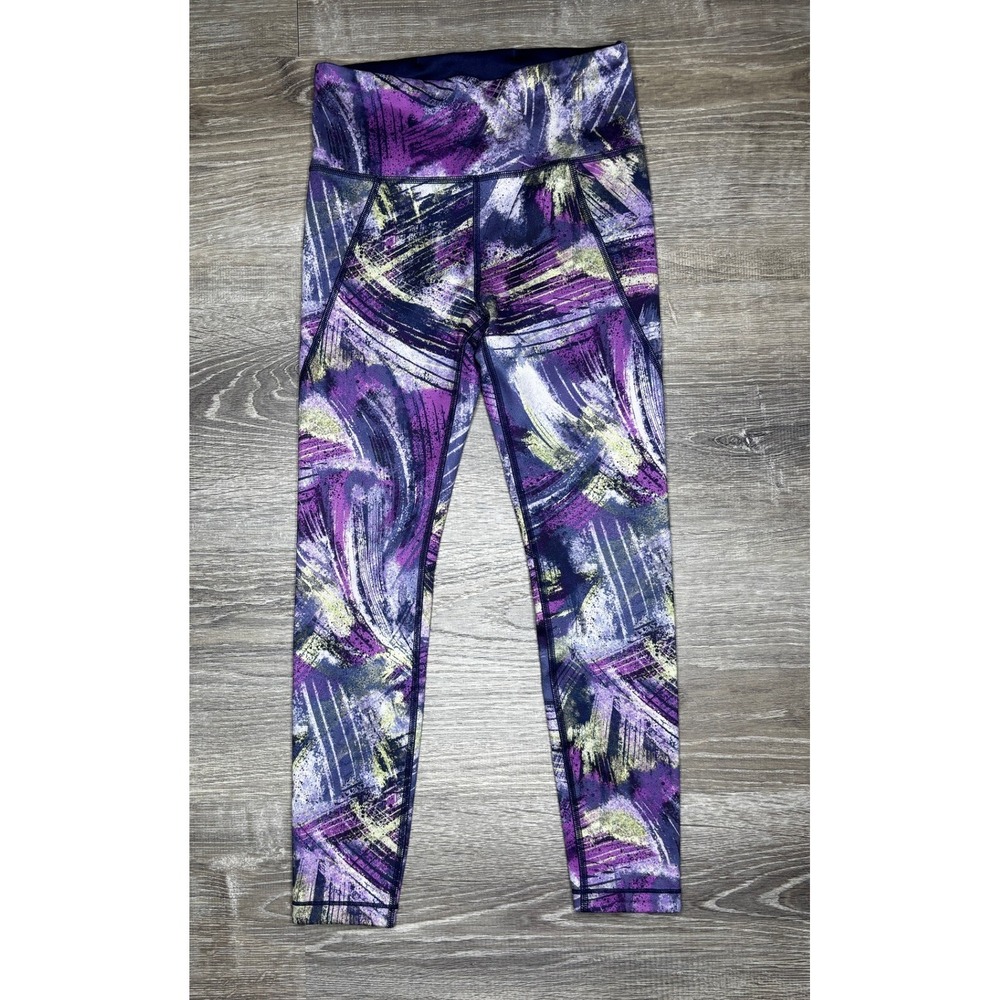 Athleta Girl Simone Biles Purple Abstract‎ Athletic Leggings Kids XS Small